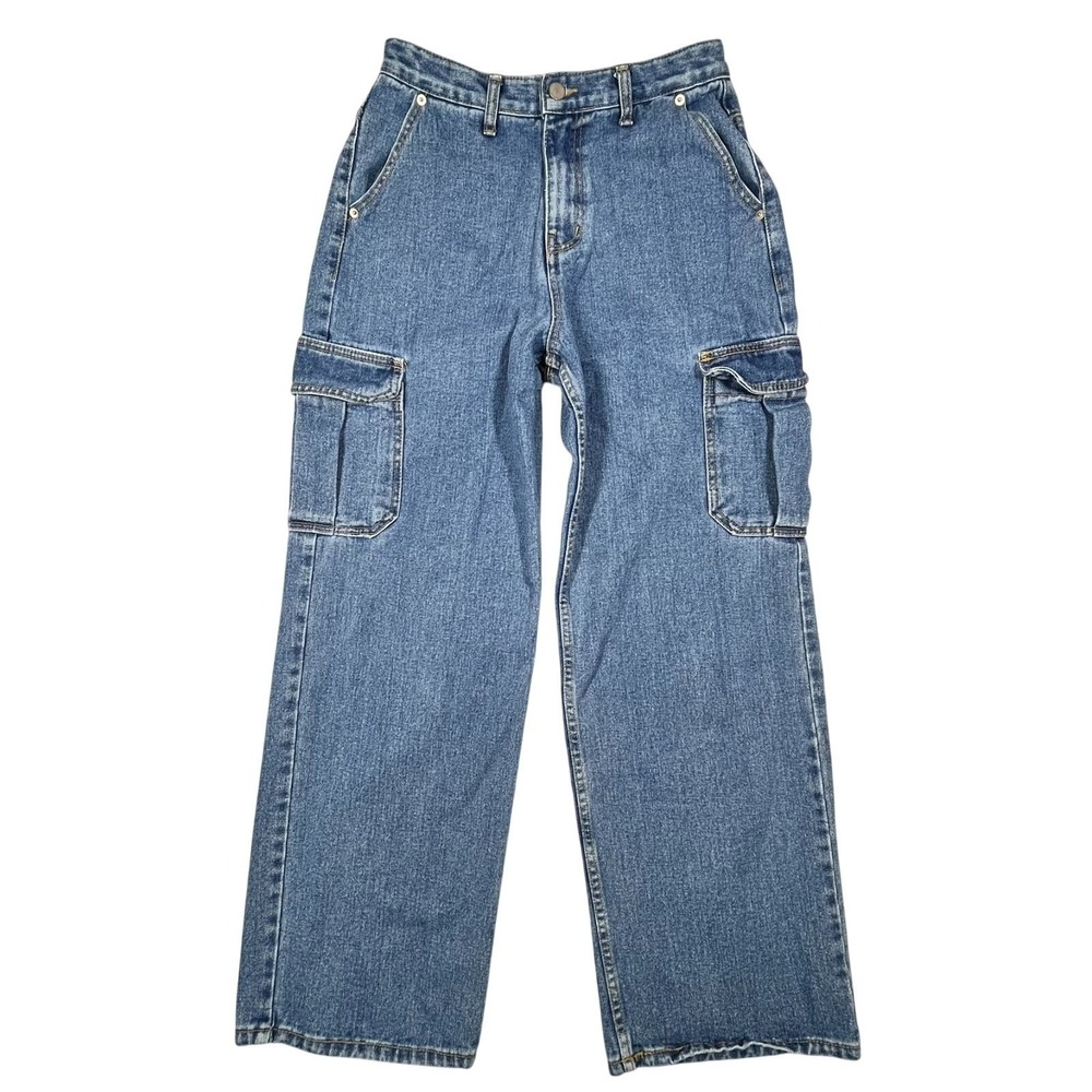 The Frankie Shop Cargo Jeans Womens Medium (Fits 28x29) Blue High Rise Baggy
